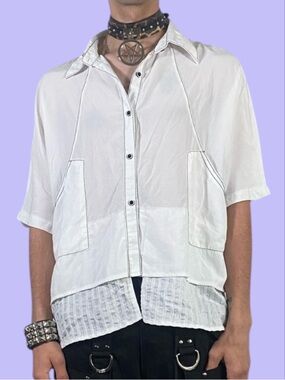 1990s Minimalist Grunge Button-Up Shirt